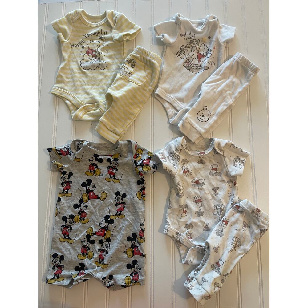Disney Baby Clothing Bundle Pooh Mickey Bodysuits Pants Mix Match Newborn 0/3